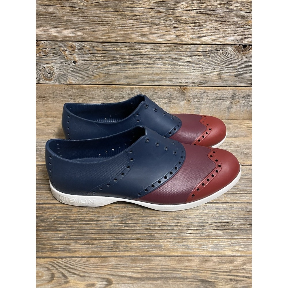 Biion Golf Shoes Men's 13 Red Blue Spikeless The Trainer Rubber Casual Slip On